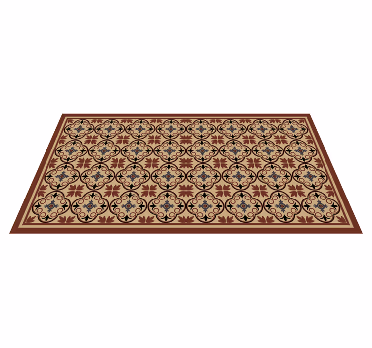 Geometric floral elements mosaic vinyl carpet - TenStickers