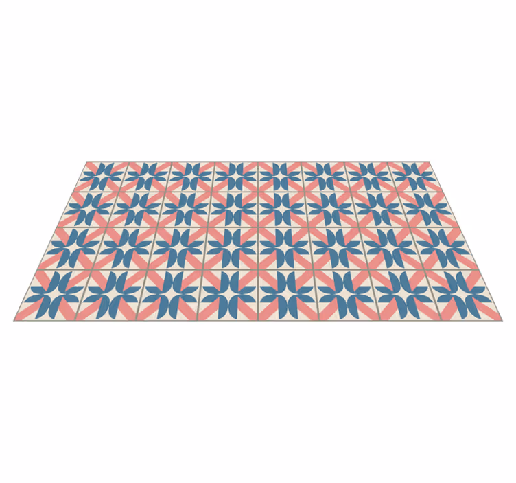 Pink blue geometric pattern tile vinyl carpet - TenStickers