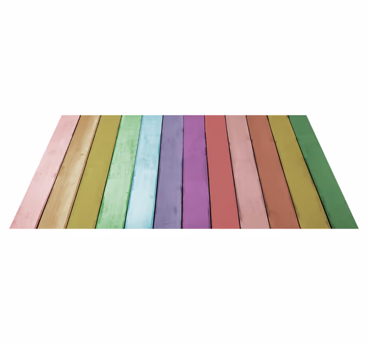Vibrant rainbow lines wood effect vinyl carpet - TenStickers