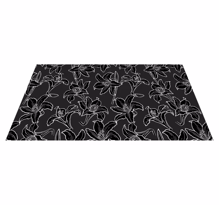 Black Flower Composition floral vinyl carpet - TenStickers