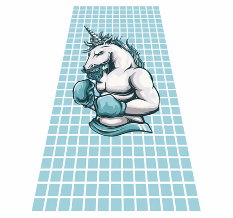 Boxing Unicorn Illustration teen vinyl carpet - TenStickers