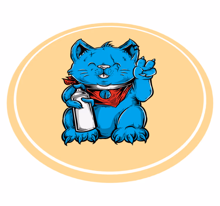 Blue cat with baby bottle animal vinyl carpet - TenStickers