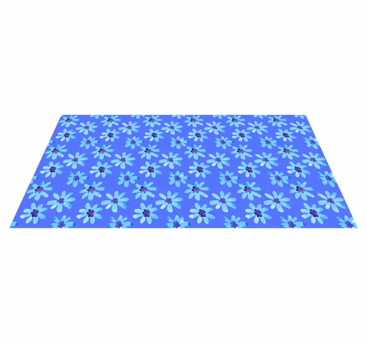 Azure Blossom Emblem floral vinyl carpet - TenStickers