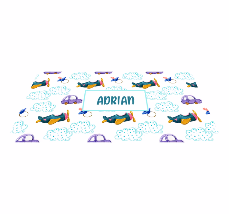 Whimsical Airplane Theme custom vinyl carpet - TenStickers
