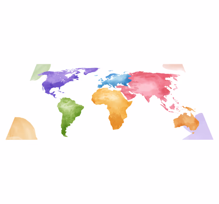 Colorful continents world map vinyl carpet - TenStickers