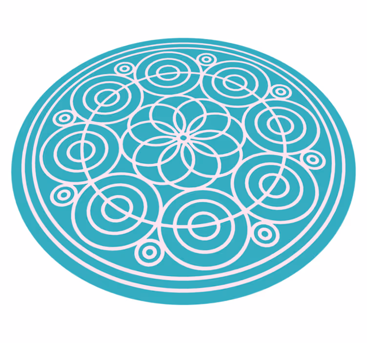 Turquoise Circular Pattern mandala vinyl carpet - TenStickers