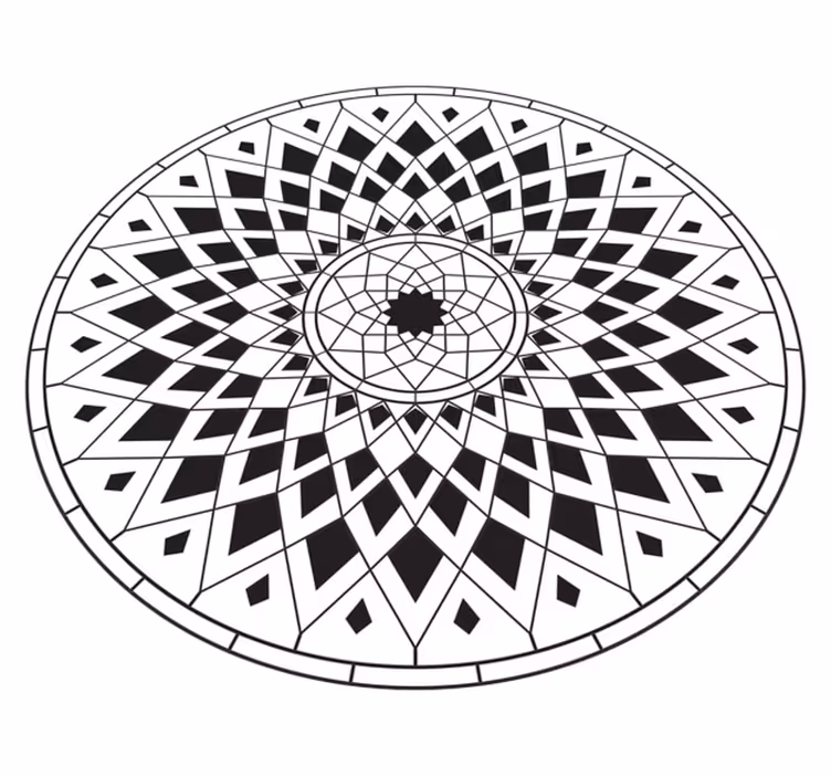 Complex Black Motif mandala vinyl carpet - TenStickers