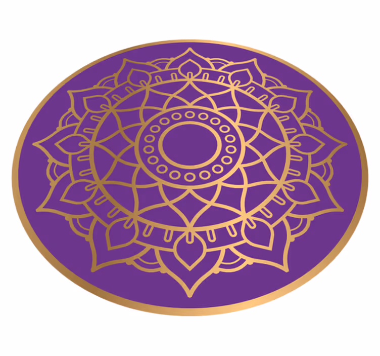 Purple and golden motif mandala vinyl carpet - TenStickers