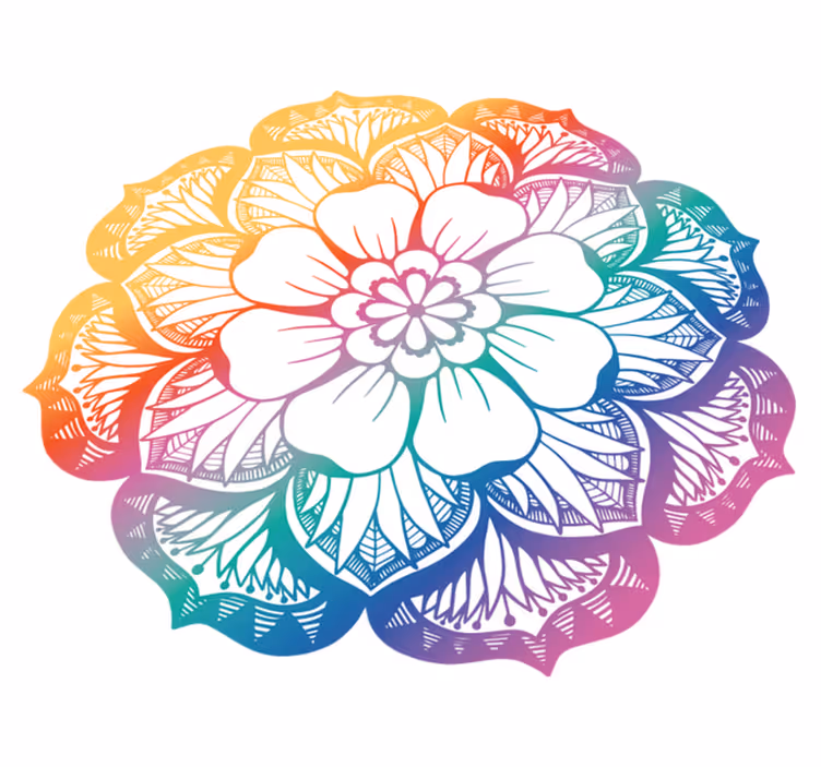 Colorful Floral Motif mandala vinyl carpet - TenStickers