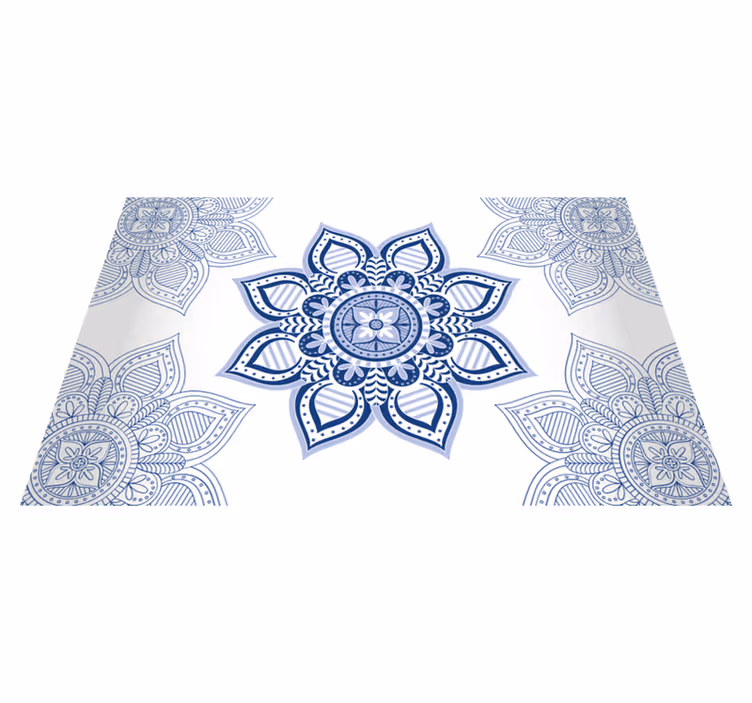Intricate Blue Floral mandala vinyl carpet - TenStickers