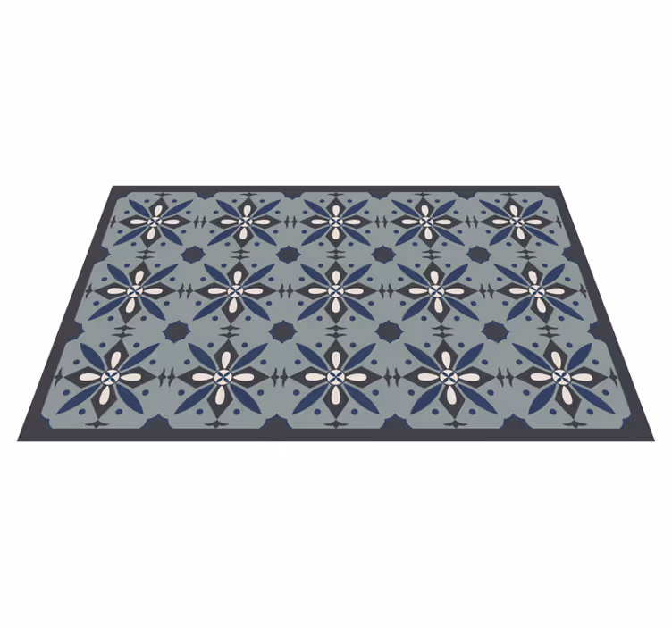 Grey botanical motif tile vinyl carpet - TenStickers