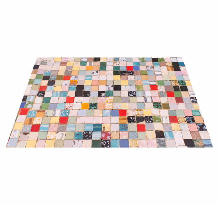 Old Colorful Tiles bathroom vinyl carpet - TenStickers