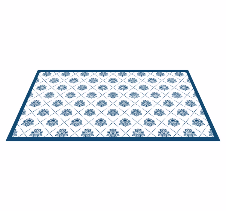 Floral blue motif bathroom vinyl carpet - TenStickers