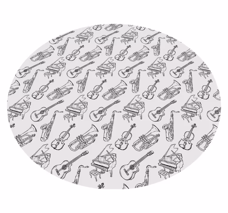 Musical Instruments Motif circular vinyl carpet - TenStickers