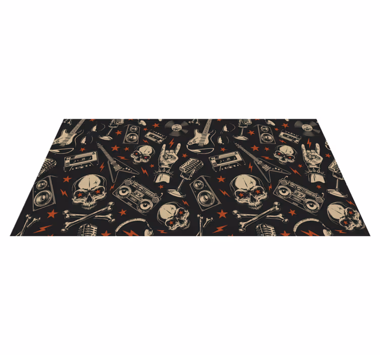 Skull Music Theme teen vinyl carpet - TenStickers