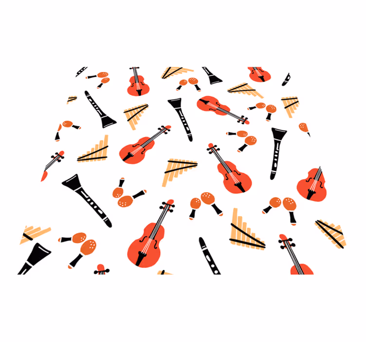 Kids vinyl carpet with musical instrument designs - TenStickers