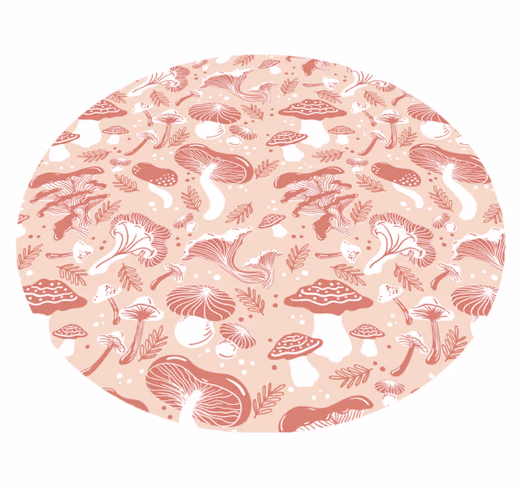 Mushroom Botanical Art circular vinyl carpet - TenStickers