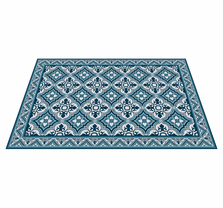 Elegant Blue Motif tile vinyl carpet - TenStickers