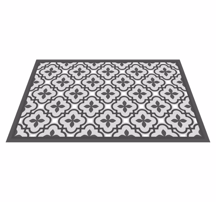 Grey and white floral pattern tile carpet - TenStickers