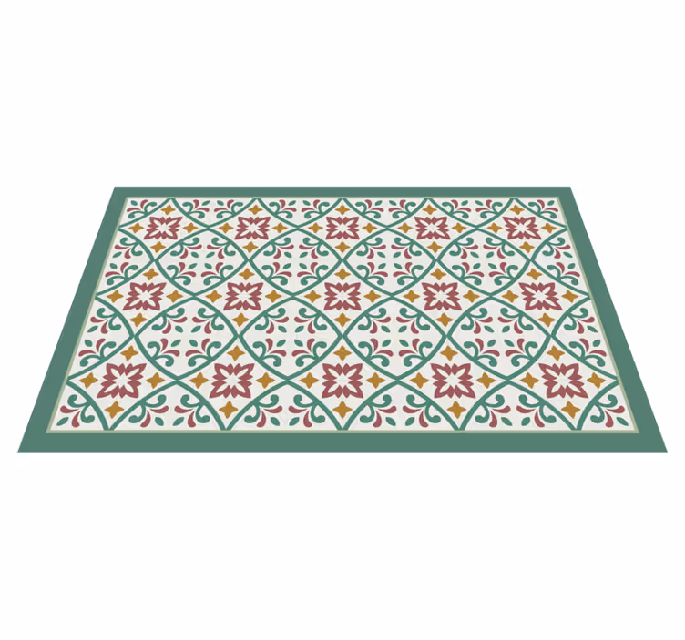 Elegant floral mosaic kitchen vinyl carpet - TenStickers