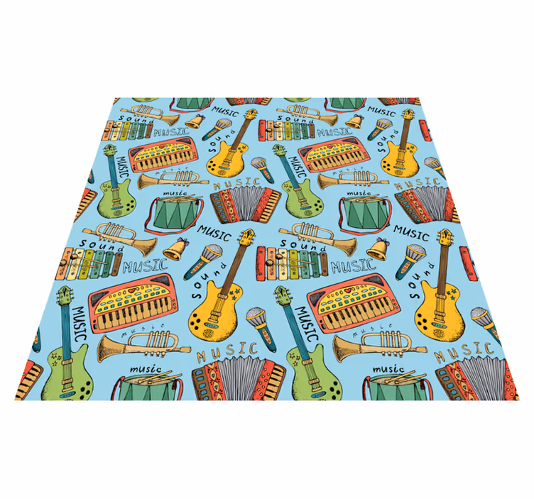 Kids vinyl carpet cheerful musical instruments - TenStickers