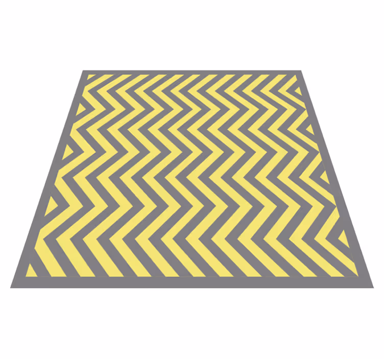 Striped vinyl carpet in yellow and grey chevron - TenStickers