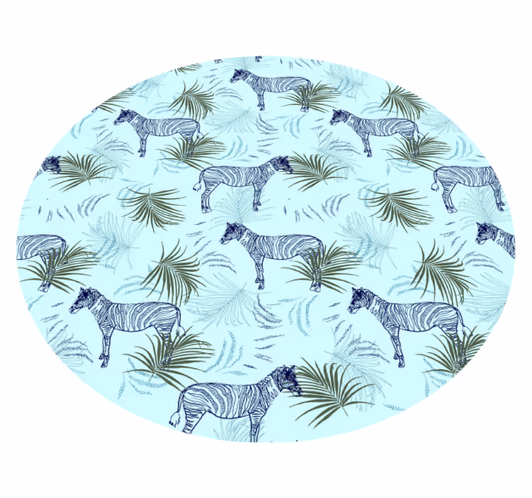 Animal vinyl carpet zebra and leaves - TenStickers