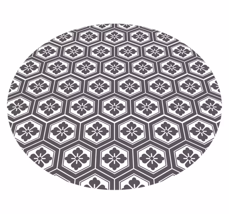 Circular vinyl carpet with hexagonal floral design - TenStickers
