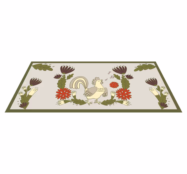 Charming floral rooster animal vinyl carpet - TenStickers