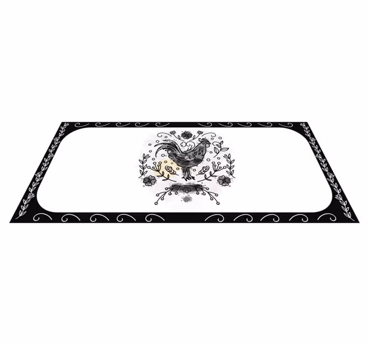 Charming Rooster Motif floral vinyl carpet - TenStickers