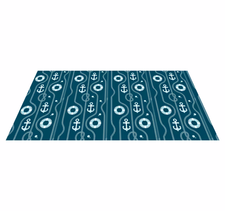 Blue nautical anchor bathroom vinyl carpet - TenStickers