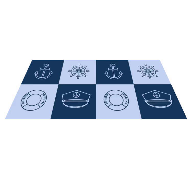 Nautical Themed Icons world map vinyl carpet - TenStickers