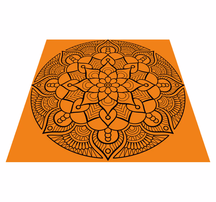 Mandala vinyl carpet orange mandala pattern - TenStickers