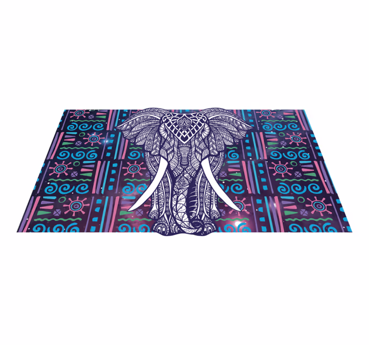 Intricate elephant pattern ethnic vinyl carpet - TenStickers