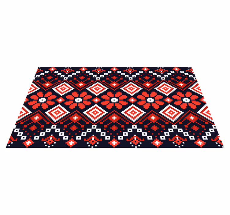 Traditional Floral Pattern world map vinyl carpet - TenStickers