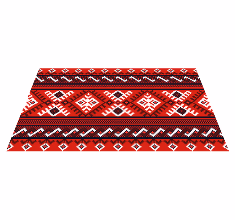 Red geometric patterns ethnic vinyl carpet - TenStickers