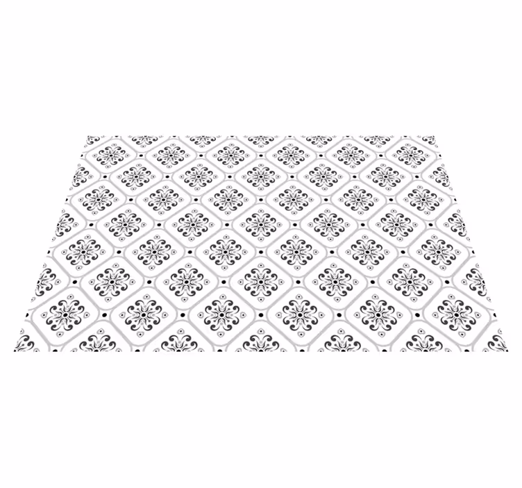 Elegant black and white tile vinyl carpet - TenStickers