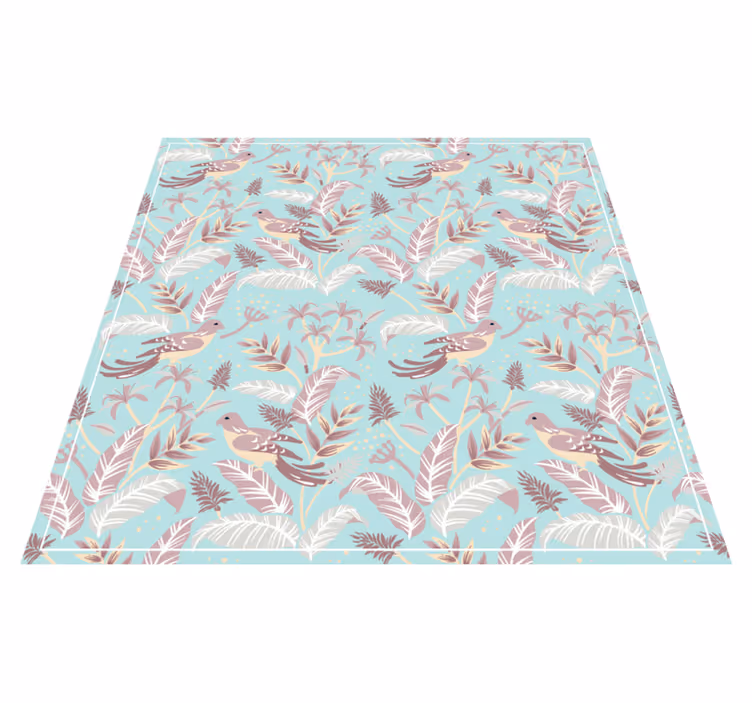 Floral vinyl carpet with botanical bird design - TenStickers