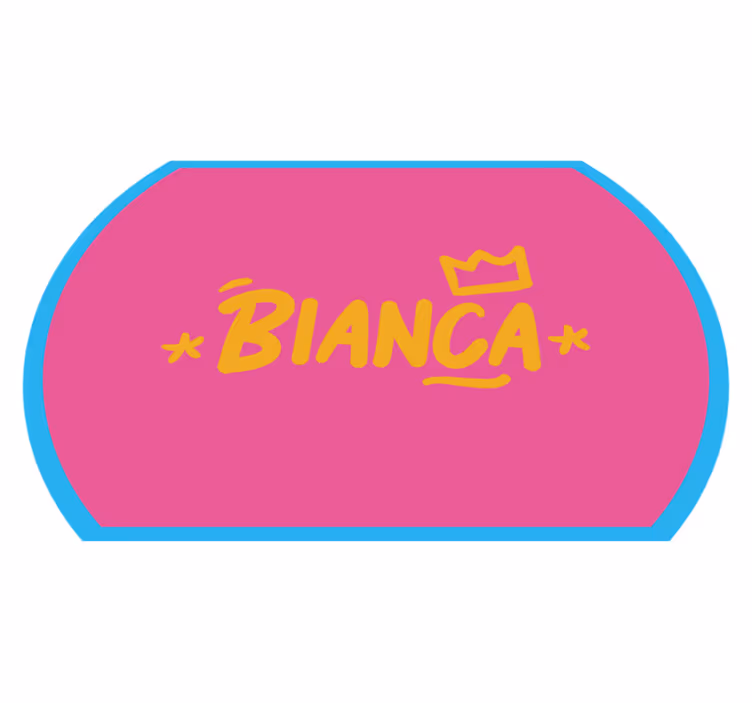 Blue bordered rug with name custom vinyl carpet - TenStickers