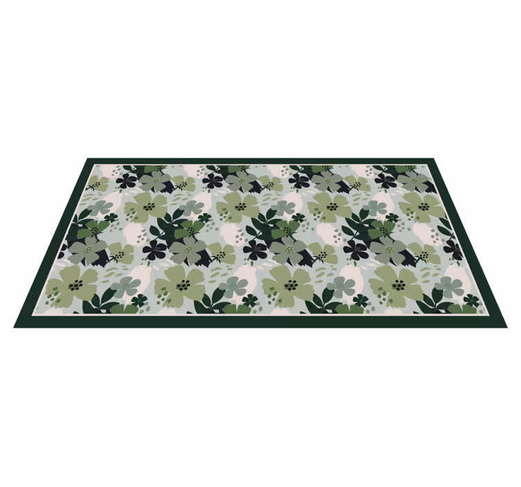 Floral vinyl carpet in green floral pattern - TenStickers