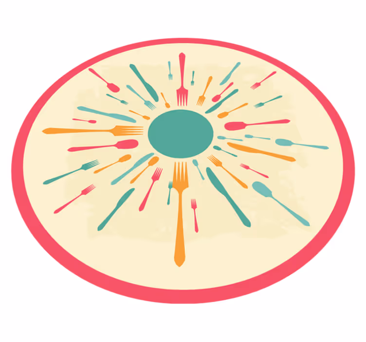 Colorful Cutlery Burst kitchen vinyl carpet - TenStickers