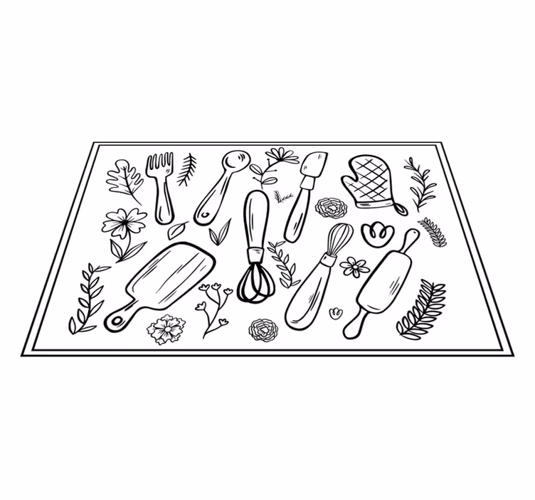 Kitchen vinyl carpet with kitchen utensils design - TenStickers