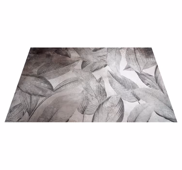 Leafy monochrome pattern floral vinyl carpet - TenStickers