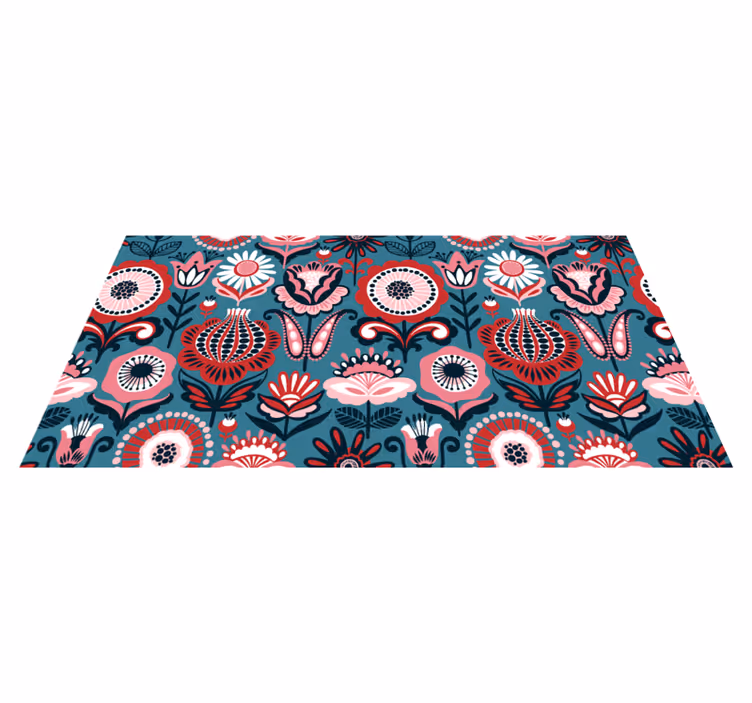 Scandinavian ethnic motif floral vinyl carpet - TenStickers