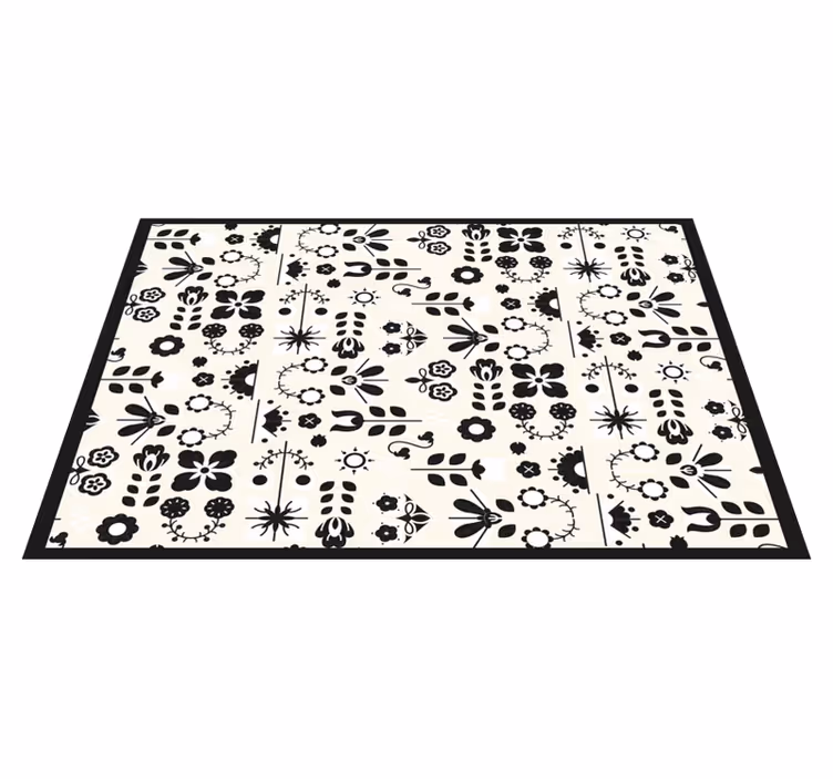 Floral vinyl carpet with black flower designs - TenStickers