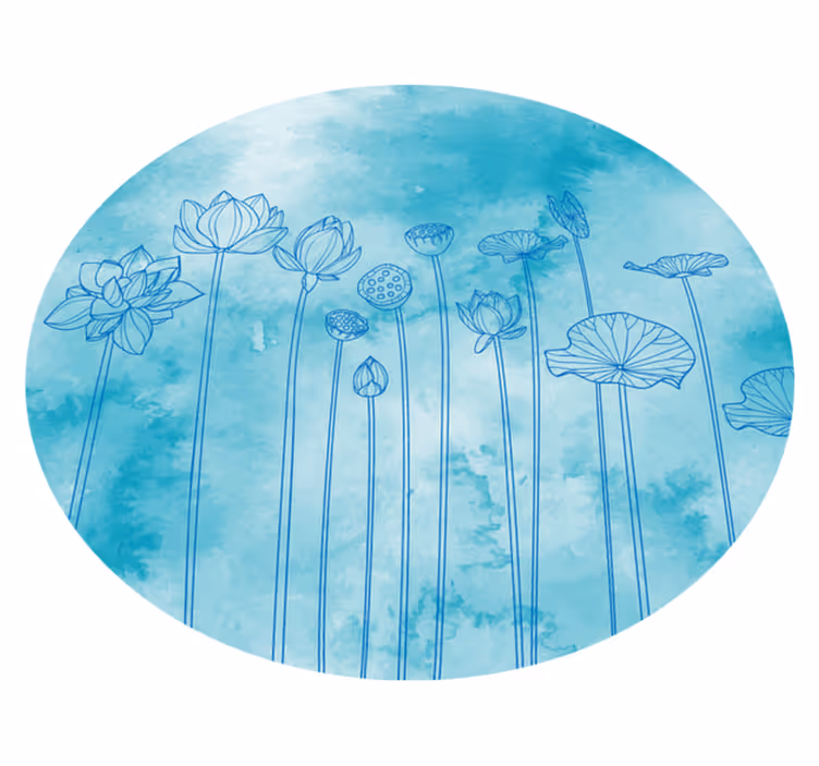 Lotus blue splash floral vinyl carpet - TenStickers