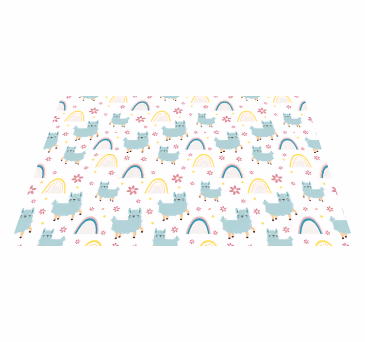 Rainbow and llamas kids vinyl carpet - TenStickers