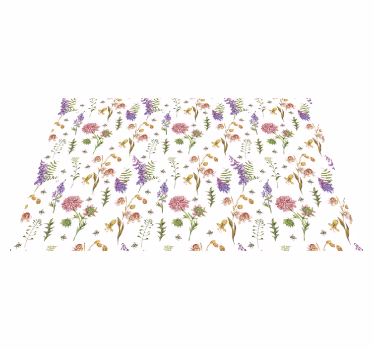Vibrant Blossom Composition floral vinyl carpet - TenStickers