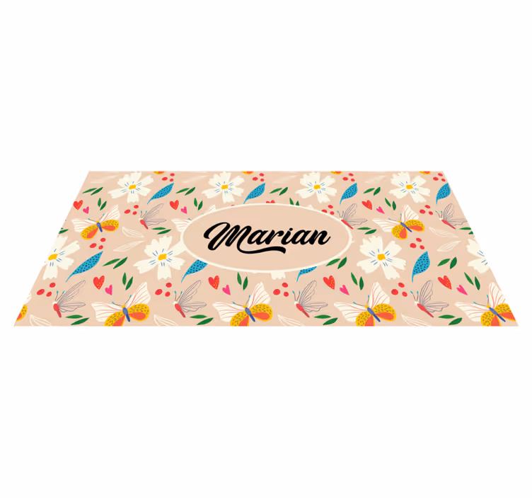 Custom beige floral bedroom vinyl carpet - TenStickers