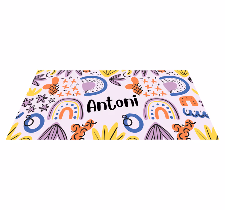 Nordic geometric with name kids vinyl carpet - TenStickers